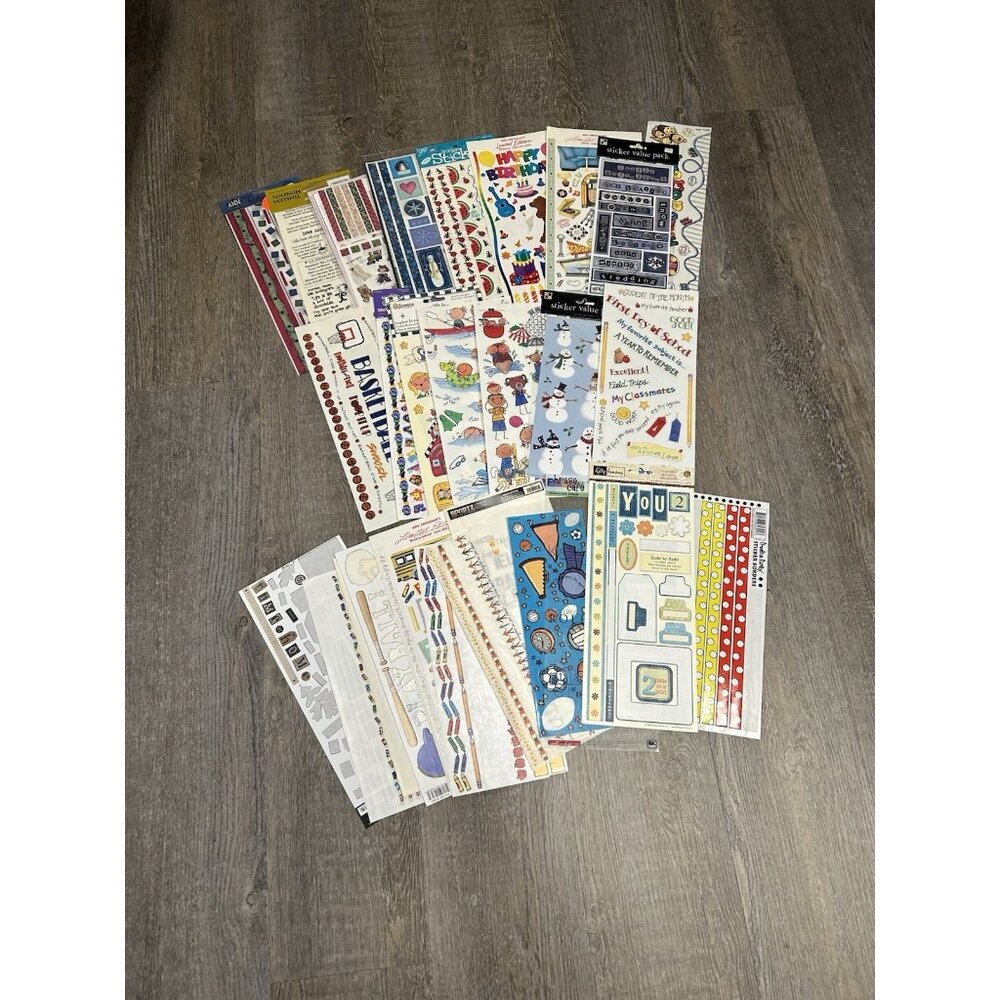 New Old Stock Early 2000s Lot of 16 Scrapbook Border Long Stickers 12 Used
